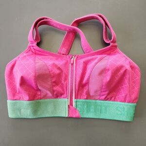 Shefit Sports Bra Size 1Luxe Pink Teal Ultimate Zip Front Adjustable NO Padding